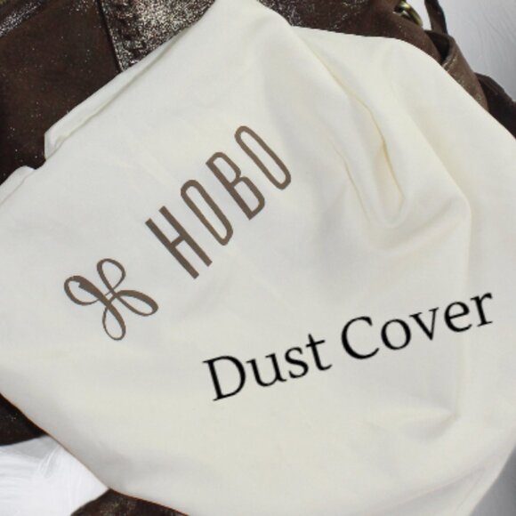 Hobo Shelia Brushed Metallic Heavy Metal Coffee Leather Shoulder Tote - Picture 9 of 11